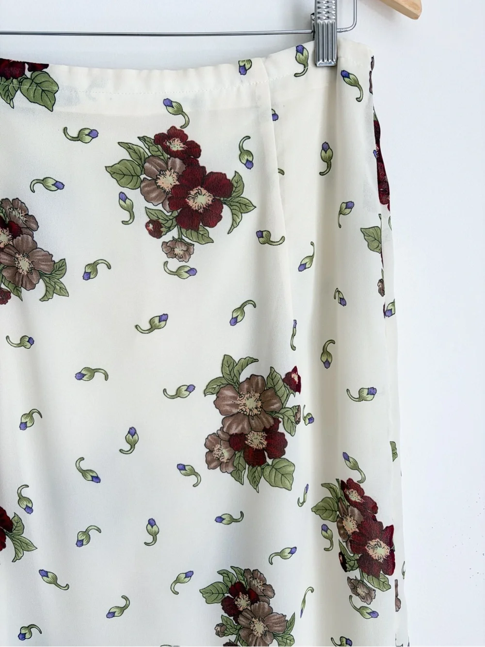 Vintage AGMIR Ivory Floral Maxi Skirt - Handcrafted in Poland - Size M (EU 40) - Picture 3 of 9